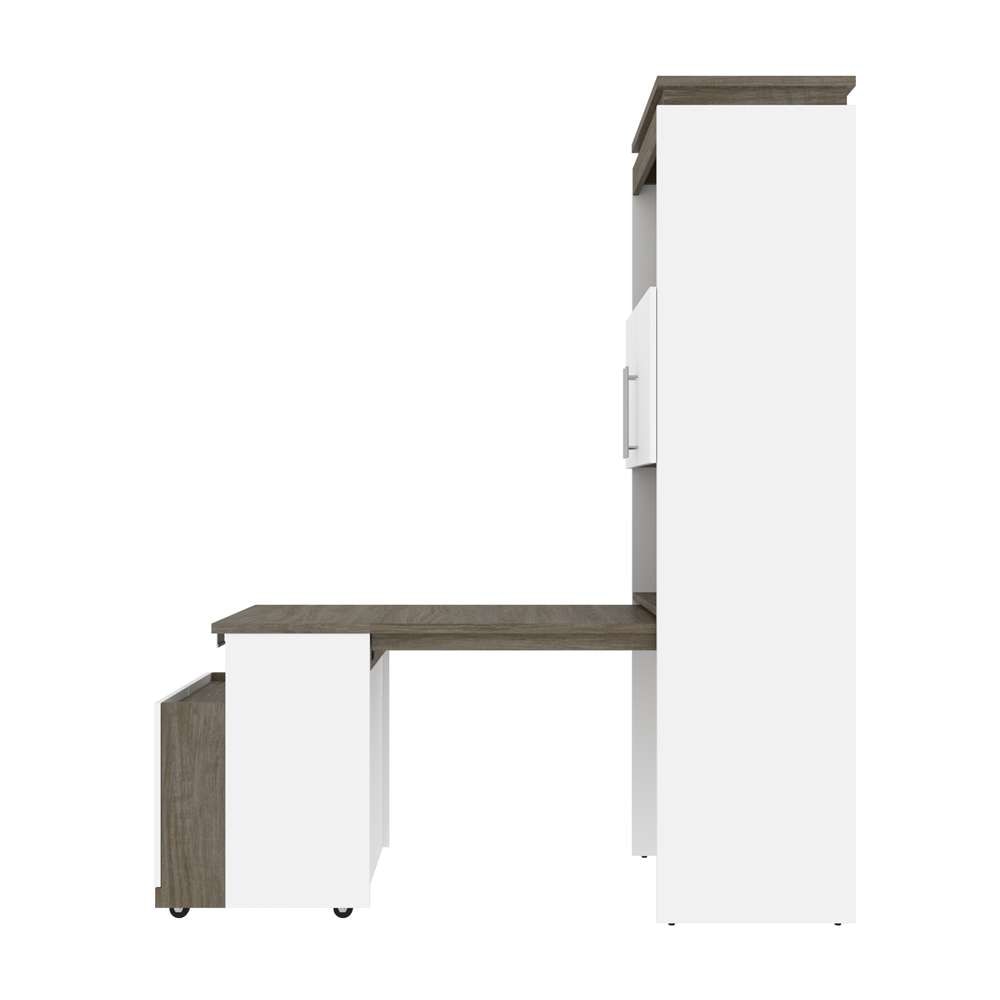 Bestar - Orion 30W Shelving Unit with Fold-Out Desk in White & Walnut Grey - 116166-000017 veiw 10