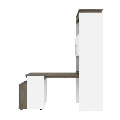 Bestar - Orion 30W Shelving Unit with Fold-Out Desk in White & Walnut Grey - 116166-000017 veiw 10