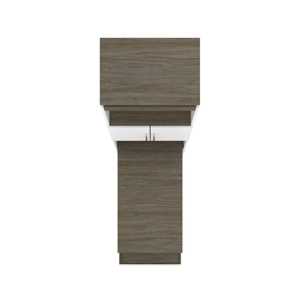 Bestar - Orion 30W Shelving Unit with Fold-Out Desk in White & Walnut Grey - 116166-000017 veiw 11
