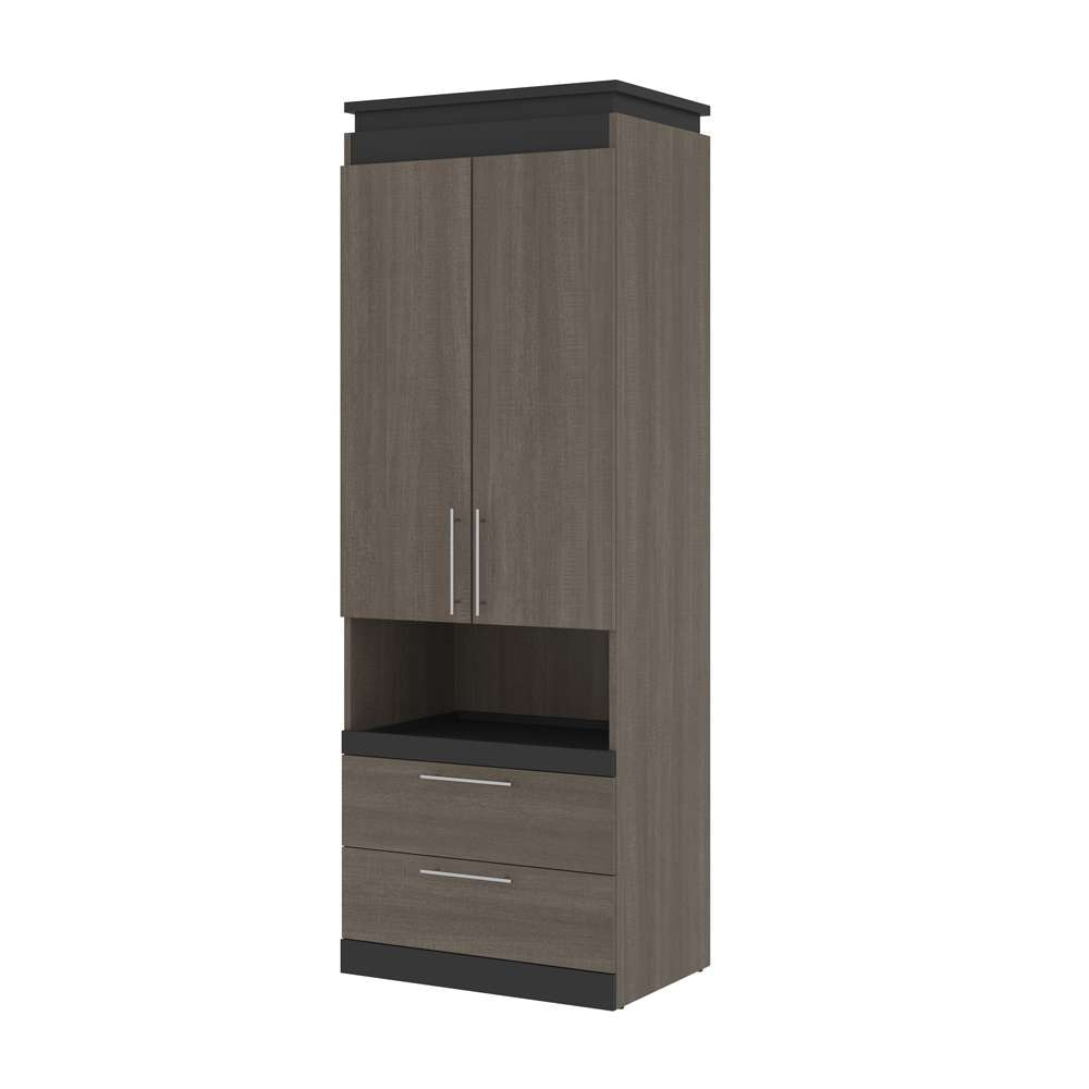 Bestar - Orion 30W Storage Cabinet with Pull-Out Shelf in Bark Gray & Graphite - 116164-000047 veiw 1