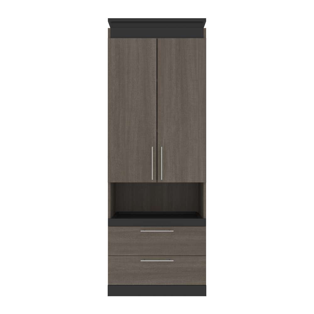 Bestar - Orion 30W Storage Cabinet with Pull-Out Shelf in Bark Gray & Graphite - 116164-000047 veiw 2