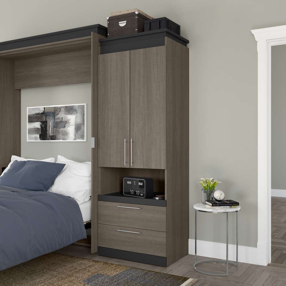 Bestar - Orion 30W Storage Cabinet with Pull-Out Shelf in Bark Gray & Graphite - 116164-000047 veiw 6