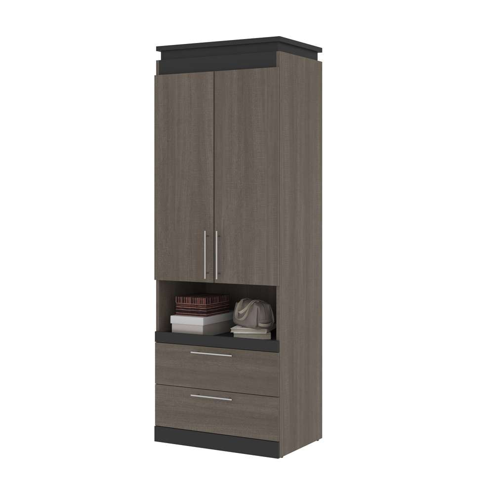 Bestar - Orion 30W Storage Cabinet with Pull-Out Shelf in Bark Gray & Graphite - 116164-000047 veiw 7