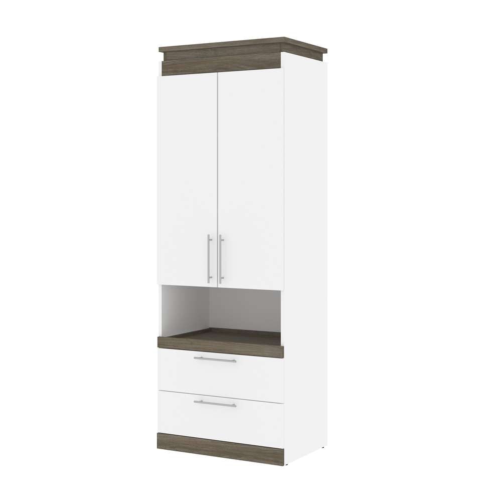 Bestar - Orion 30W Storage Cabinet with Pull-Out Shelf in White & Walnut Grey - 116164-000017 veiw 1