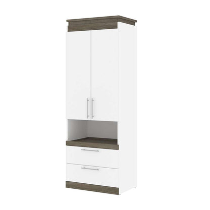 Bestar - Orion 30W Storage Cabinet with Pull-Out Shelf in White & Walnut Grey - 116164-000017 veiw 1