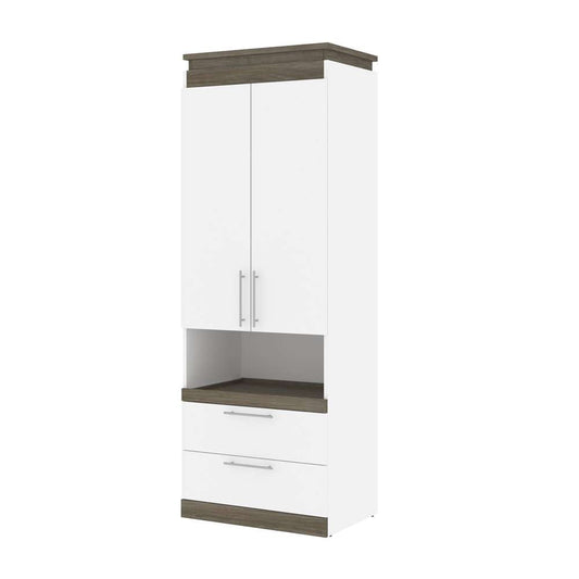Bestar - Orion 30W Storage Cabinet with Pull-Out Shelf in White & Walnut Grey - 116164-000017 veiw 1