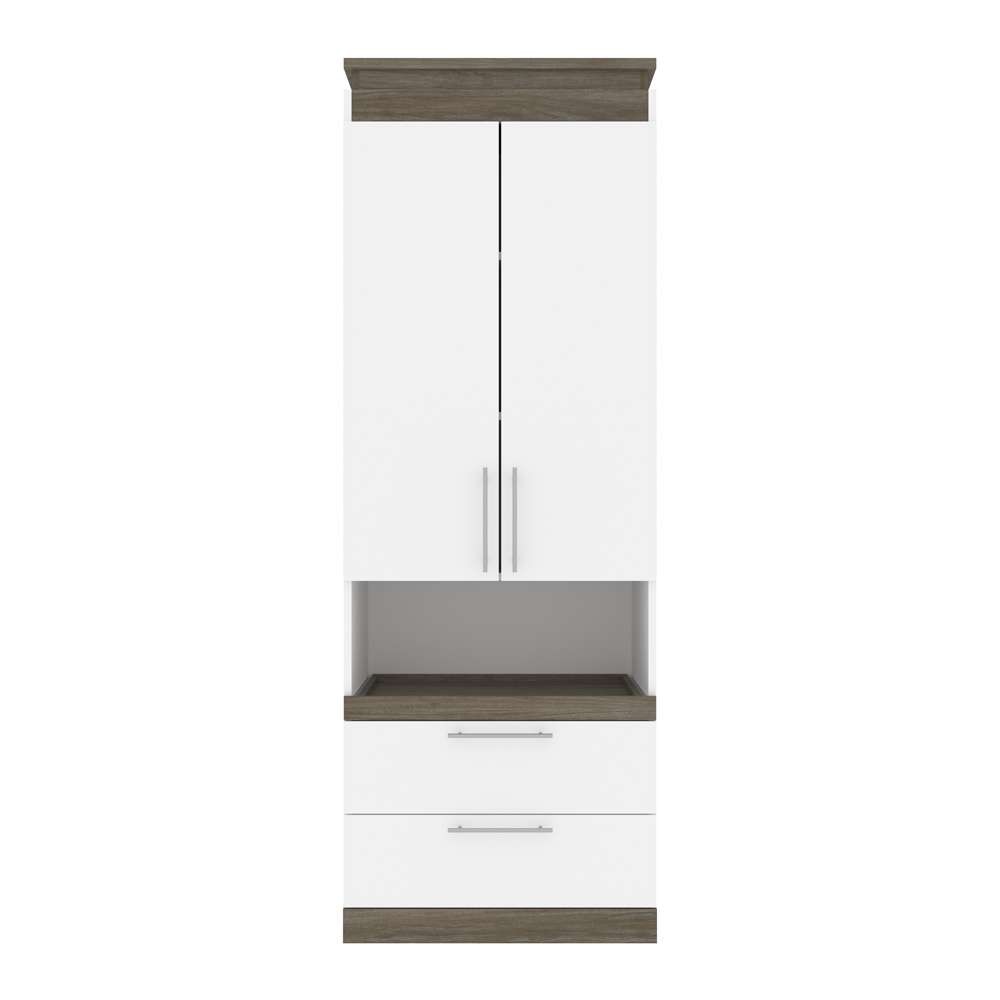 Bestar - Orion 30W Storage Cabinet with Pull-Out Shelf in White & Walnut Grey - 116164-000017 veiw 2
