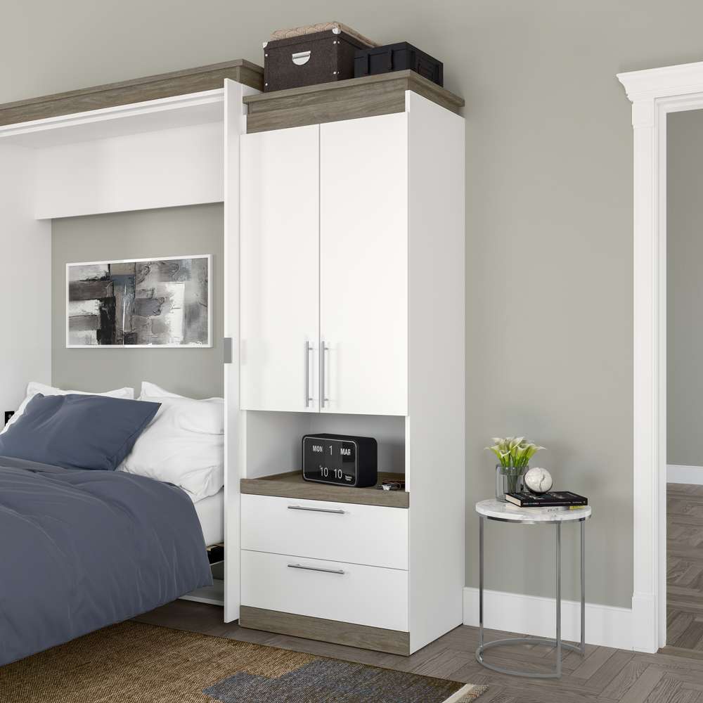 Bestar - Orion 30W Storage Cabinet with Pull-Out Shelf in White & Walnut Grey - 116164-000017 veiw 6