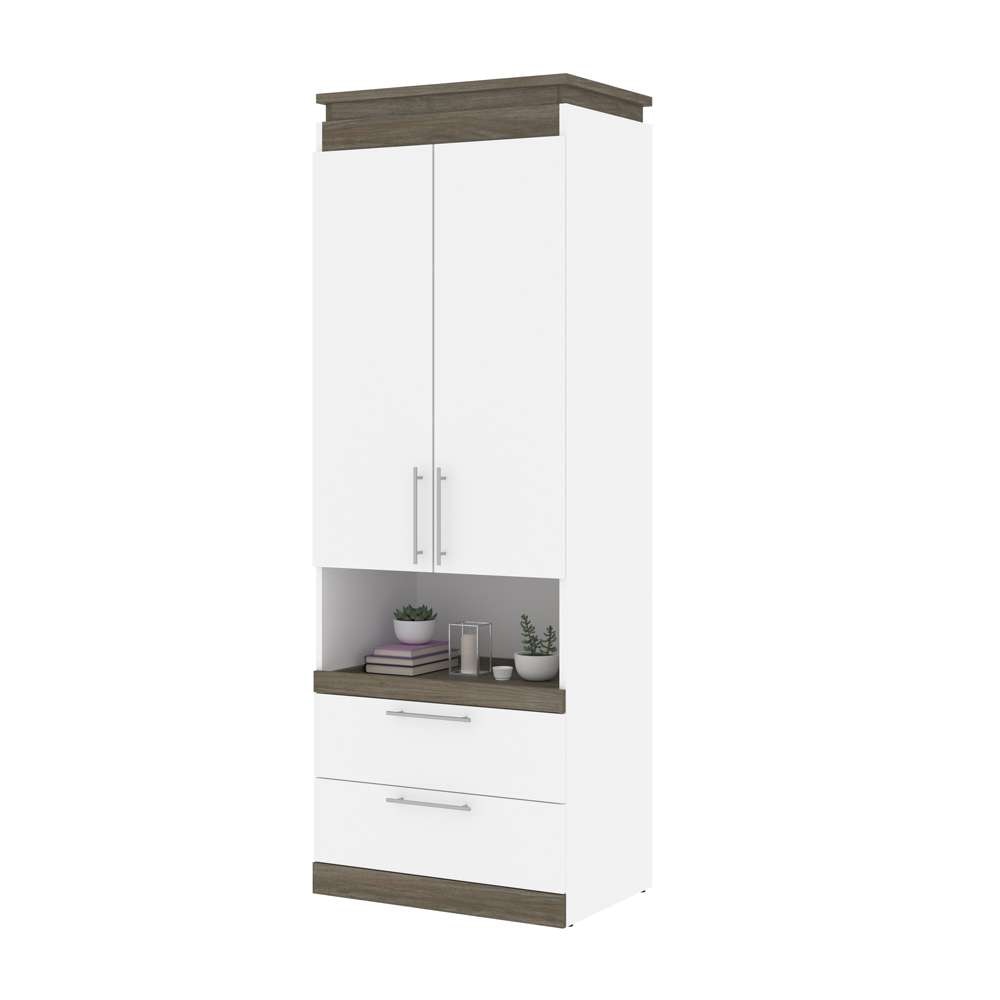 Bestar - Orion 30W Storage Cabinet with Pull-Out Shelf in White & Walnut Grey - 116164-000017 veiw 7