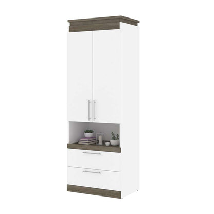 Bestar - Orion 30W Storage Cabinet with Pull-Out Shelf in White & Walnut Grey - 116164-000017 veiw 7