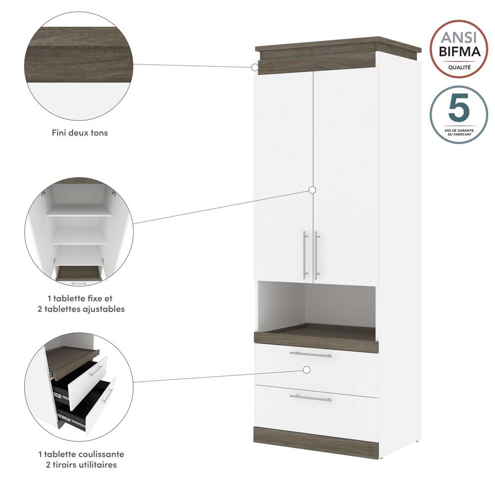 Bestar - Orion 30W Storage Cabinet with Pull-Out Shelf in White & Walnut Grey - 116164-000017 veiw 8