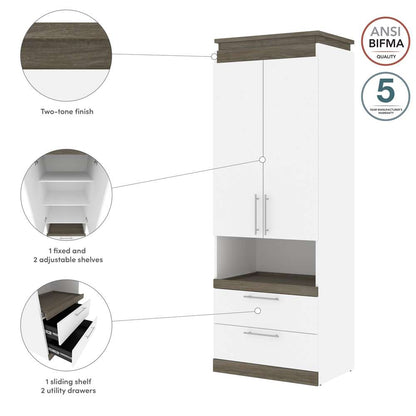 Bestar - Orion 30W Storage Cabinet with Pull-Out Shelf in White & Walnut Grey - 116164-000017 veiw 9