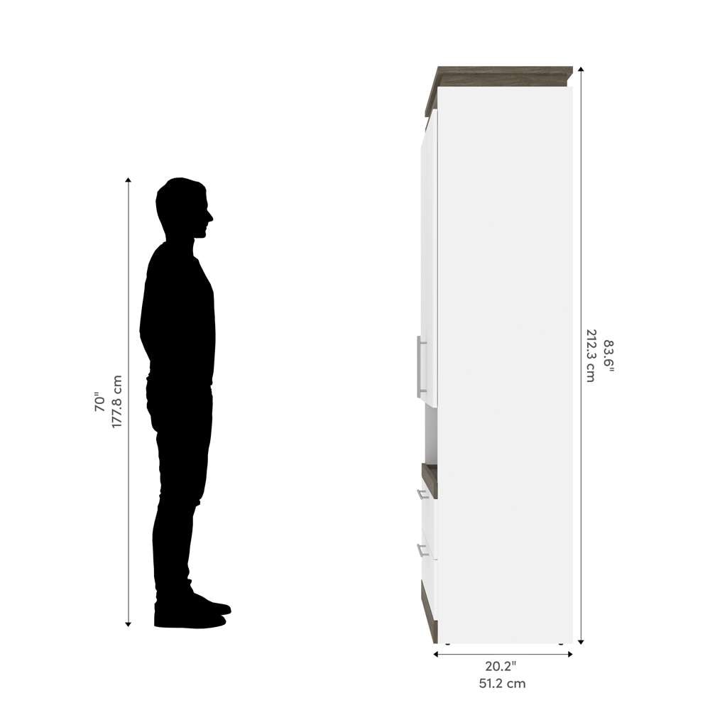 Bestar - Orion 30W Storage Cabinet with Pull-Out Shelf in White & Walnut Grey - 116164-000017 veiw 10