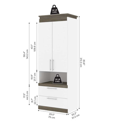 Bestar - Orion 30W Storage Cabinet with Pull-Out Shelf in White & Walnut Grey - 116164-000017 veiw 11