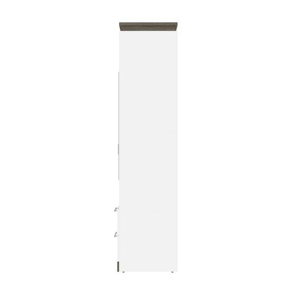 Bestar - Orion 98W Full Murphy Bed and 2 Narrow Shelving Units with Drawers (99W) in White & Walnut Grey - 116895-000017 veiw 3