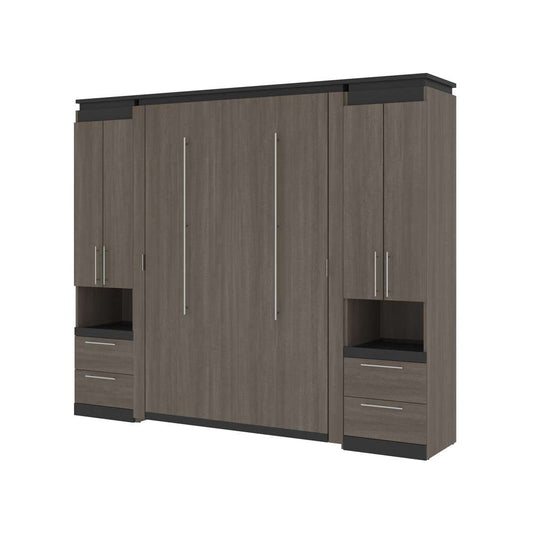 Bestar - Orion 98W Full Murphy Bed and 2 Storage Cabinets with Pull-Out Shelves (99W) in Bark Gray & Graphite - 116899-000047 veiw 1