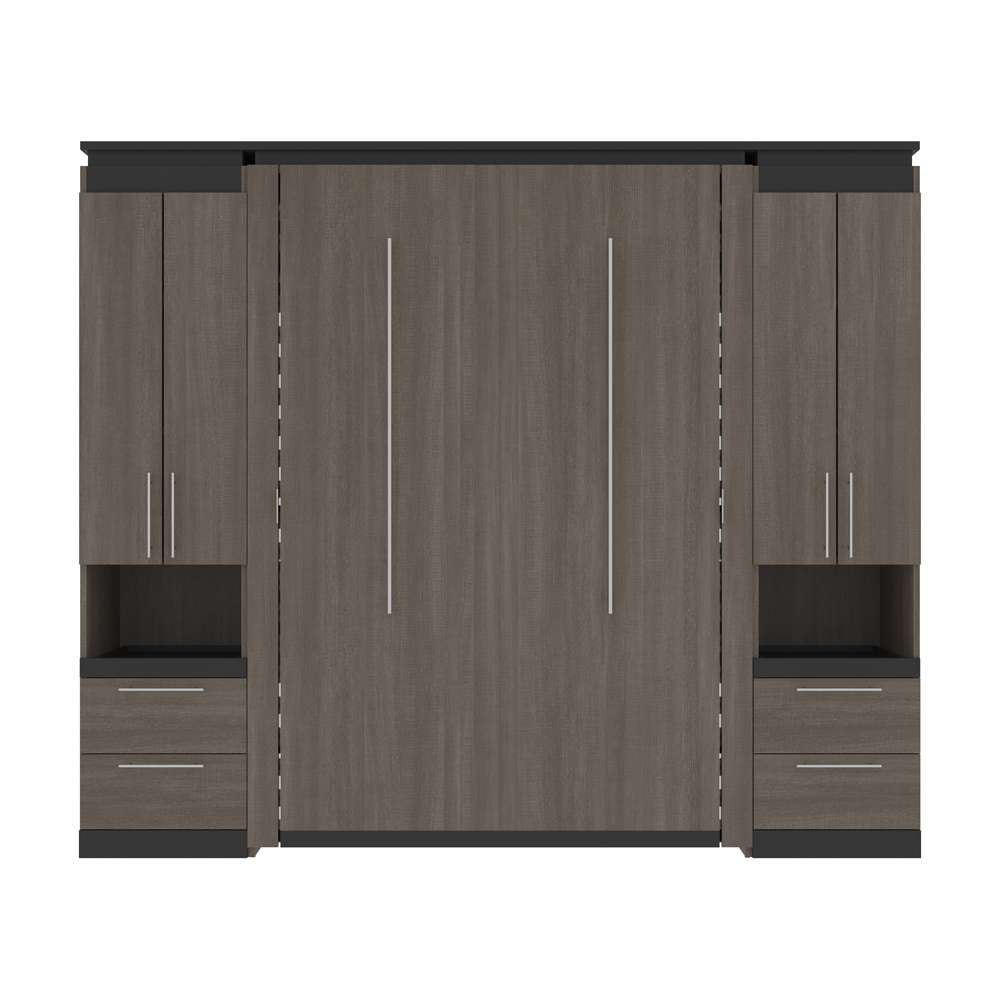 Bestar - Orion 98W Full Murphy Bed and 2 Storage Cabinets with Pull-Out Shelves (99W) in Bark Gray & Graphite - 116899-000047 veiw 2