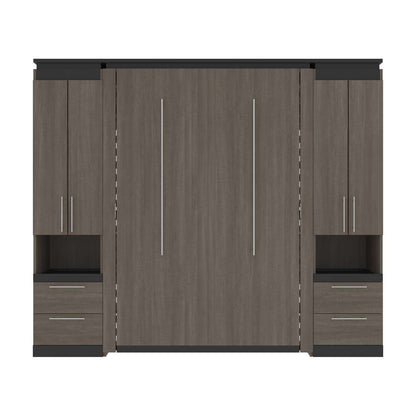 Bestar - Orion 98W Full Murphy Bed and 2 Storage Cabinets with Pull-Out Shelves (99W) in Bark Gray & Graphite - 116899-000047 veiw 2