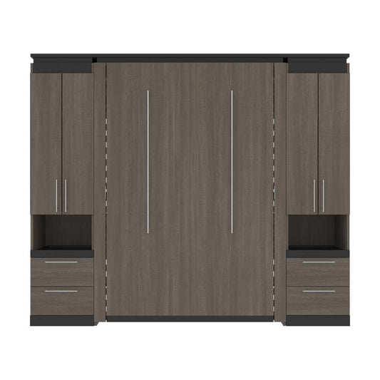 Bestar - Orion 98W Full Murphy Bed and 2 Storage Cabinets with Pull-Out Shelves (99W) in Bark Gray & Graphite - 116899-000047 veiw 2