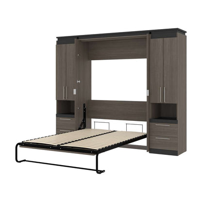 Bestar - Orion 98W Full Murphy Bed and 2 Storage Cabinets with Pull-Out Shelves (99W) in Bark Gray & Graphite - 116899-000047 veiw 6