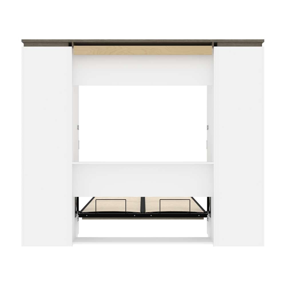 Bestar - Orion 98W Full Murphy Bed and 2 Storage Cabinets with Pull-Out Shelves (99W) in White & Walnut Grey - 116899-000017 veiw 10