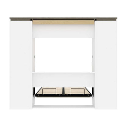 Bestar - Orion 98W Full Murphy Bed and 2 Storage Cabinets with Pull-Out Shelves (99W) in White & Walnut Grey - 116899-000017 veiw 10