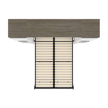 Bestar - Orion 98W Full Murphy Bed and 2 Storage Cabinets with Pull-Out Shelves (99W) in White & Walnut Grey - 116899-000017 veiw 11