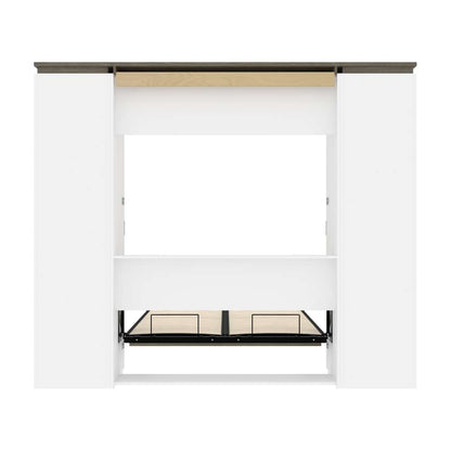 Bestar - Orion 98W Full Murphy Bed and Narrow Storage Solutions with Drawers (99W) in White & Walnut Grey - 116862-000017 veiw 11