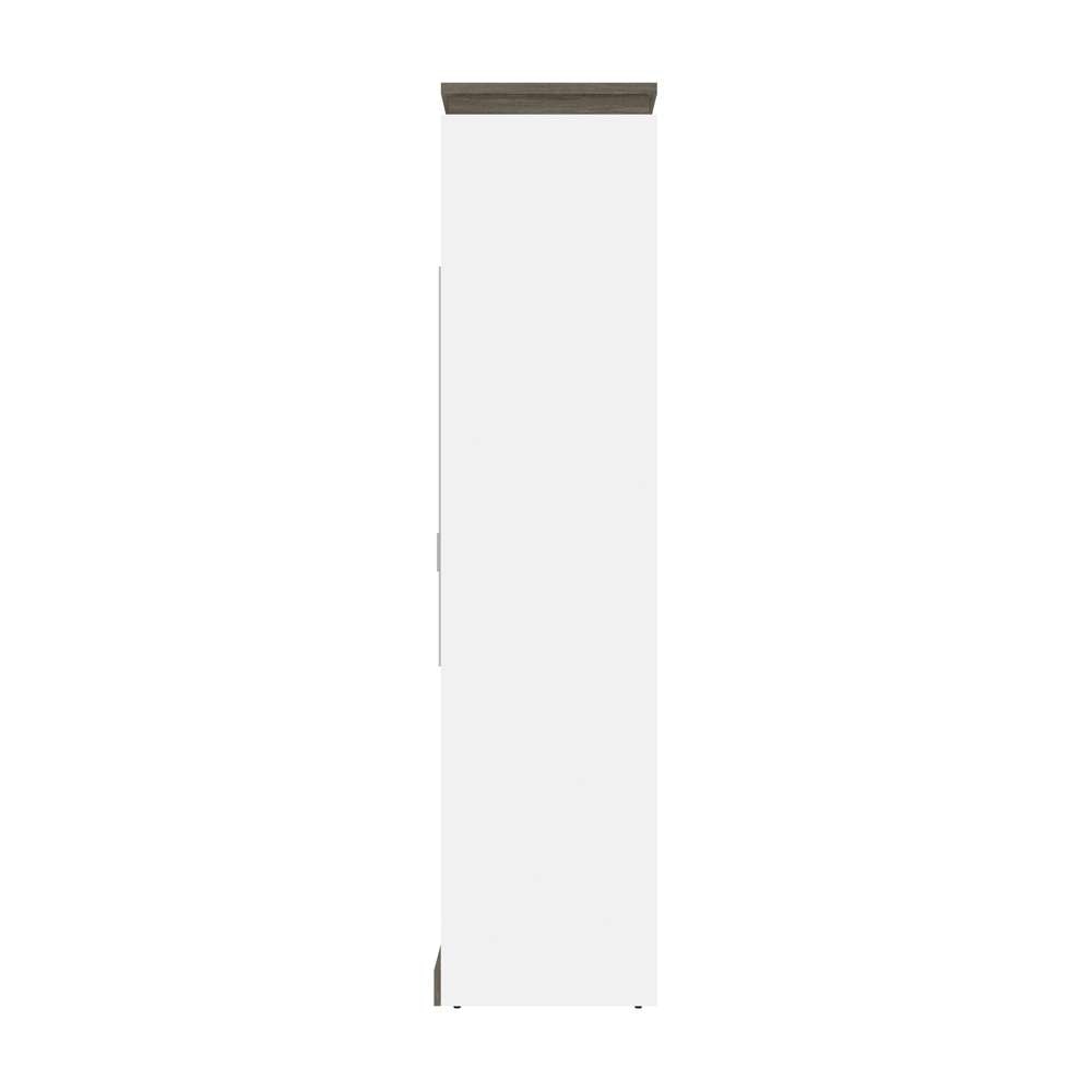 Bestar - Orion 98W Full Murphy Bed with 2 Narrow Shelving Units (99W) in White & Walnut Grey - 116894-000017 veiw 3