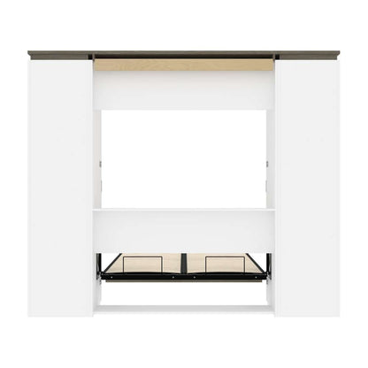 Bestar - Orion 98W Full Murphy Bed with 2 Narrow Shelving Units (99W) in White & Walnut Grey - 116894-000017 veiw 10