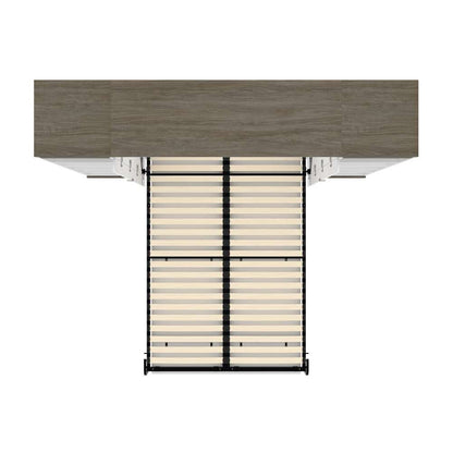 Bestar - Orion 98W Full Murphy Bed with 2 Narrow Shelving Units (99W) in White & Walnut Grey - 116894-000017 veiw 11