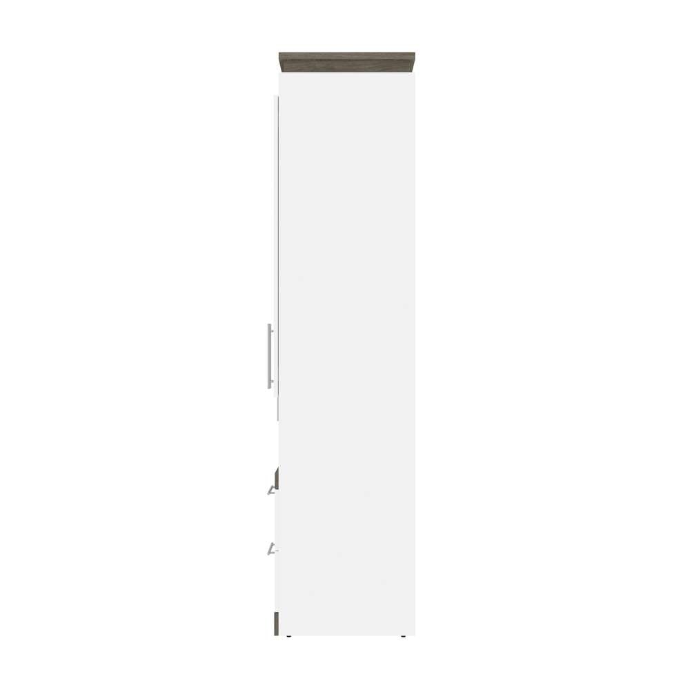 Bestar - Orion 98W Full Murphy Bed with Narrow Storage Solutions (99W) in White & Walnut Grey - 116861-000017 veiw 3