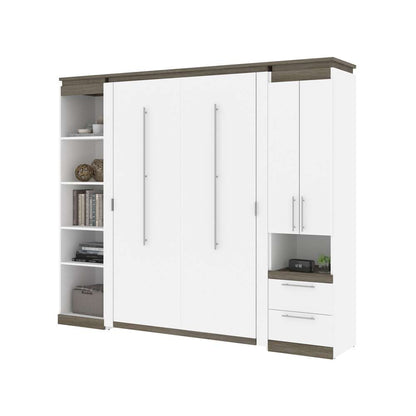 Bestar - Orion 98W Full Murphy Bed with Narrow Storage Solutions (99W) in White & Walnut Grey - 116861-000017 veiw 7
