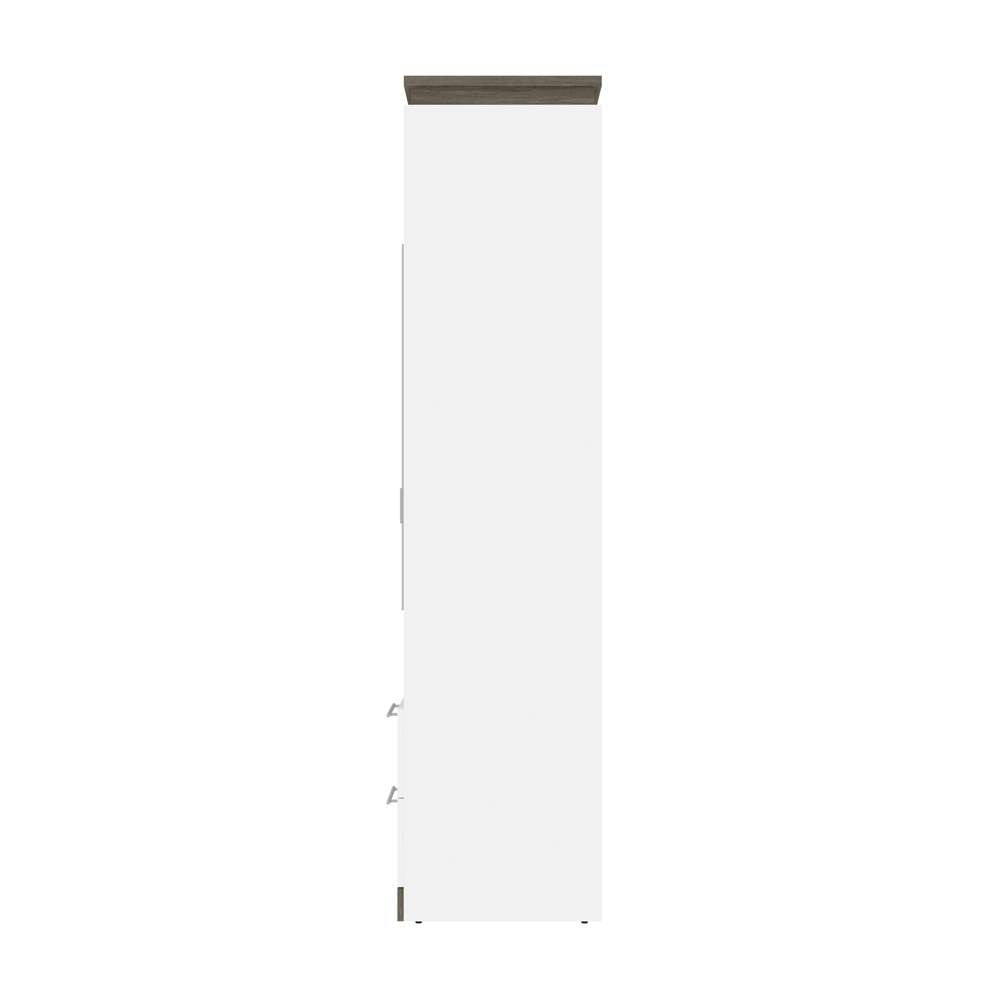 Bestar - Orion Full Murphy Bed and Narrow Shelving Unit with Drawers (79W) in White & Walnut Grey - 116891-000017 veiw 3