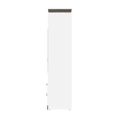 Bestar - Orion Full Murphy Bed and Narrow Shelving Unit with Drawers (79W) in White & Walnut Grey - 116891-000017 veiw 3