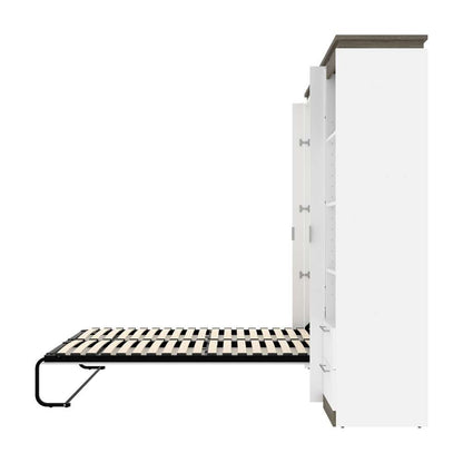 Bestar - Orion Full Murphy Bed and Narrow Shelving Unit with Drawers (79W) in White & Walnut Grey - 116891-000017 veiw 10