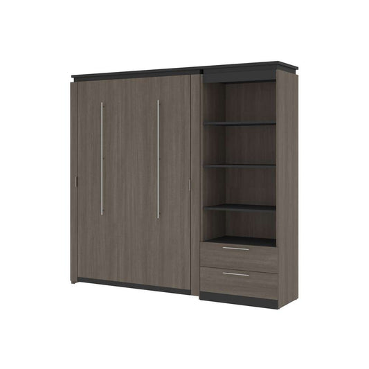 Bestar - Orion Full Murphy Bed and Shelving Unit with Drawers (89W) in Bark Gray & Graphite - 116893-000047 veiw 1