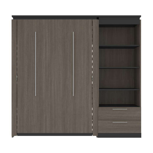 Bestar - Orion Full Murphy Bed and Shelving Unit with Drawers (89W) in Bark Gray & Graphite - 116893-000047 veiw 2