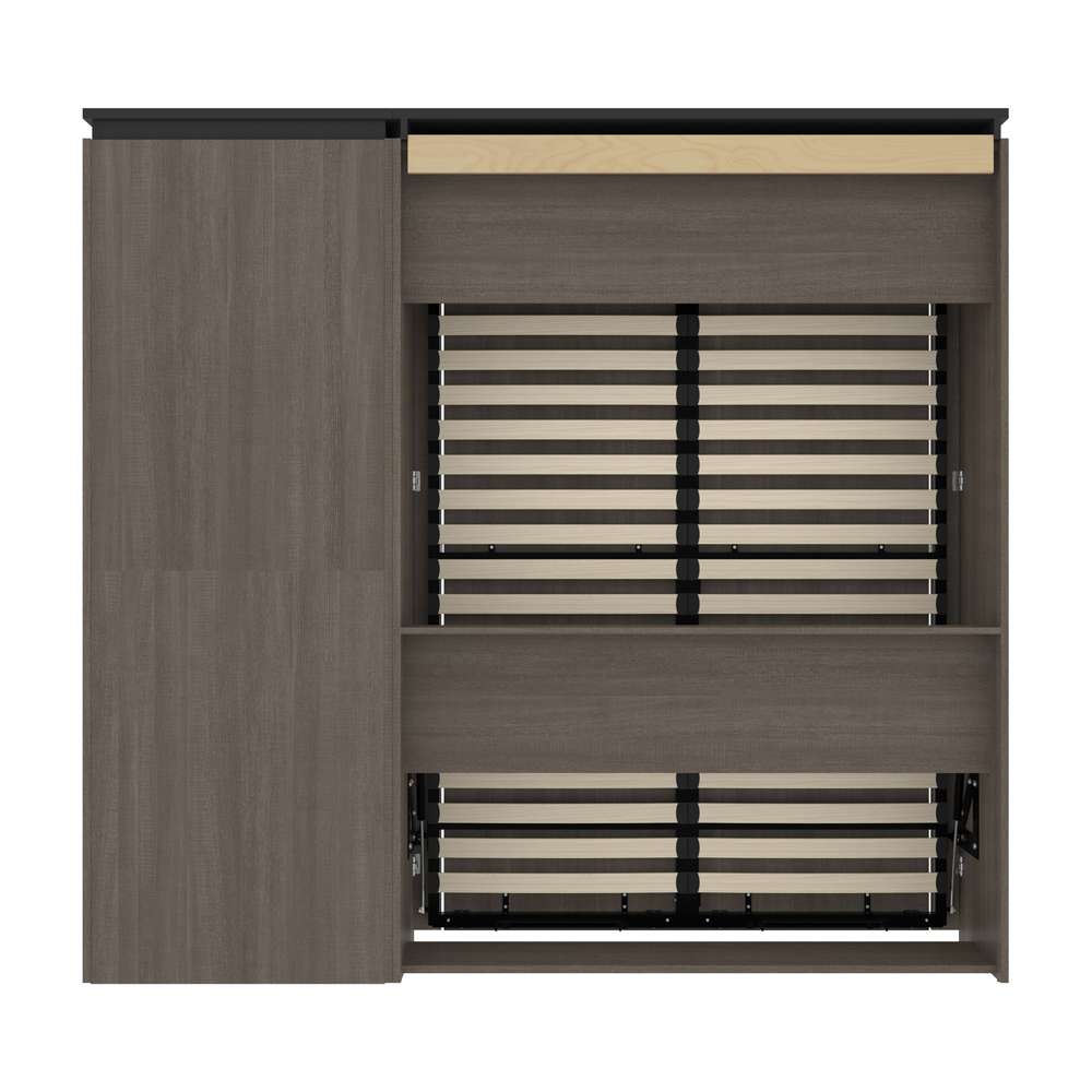 Bestar - Orion Full Murphy Bed and Shelving Unit with Drawers (89W) in Bark Gray & Graphite - 116893-000047 veiw 4