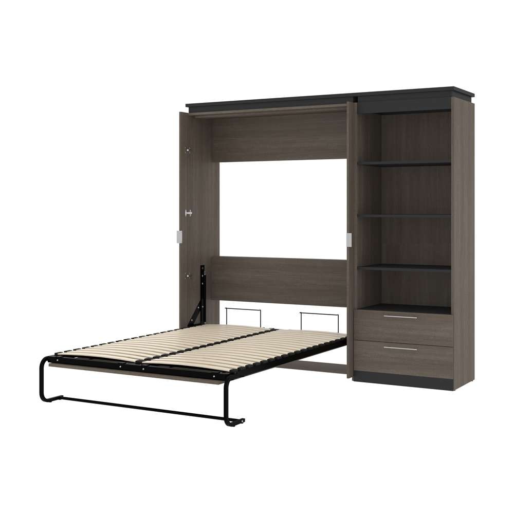 Bestar - Orion Full Murphy Bed and Shelving Unit with Drawers (89W) in Bark Gray & Graphite - 116893-000047 veiw 6