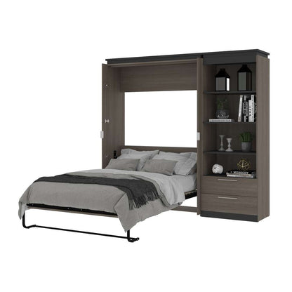 Bestar - Orion Full Murphy Bed and Shelving Unit with Drawers (89W) in Bark Gray & Graphite - 116893-000047 veiw 7