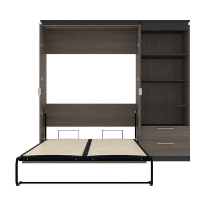 Bestar - Orion Full Murphy Bed and Shelving Unit with Drawers (89W) in Bark Gray & Graphite - 116893-000047 veiw 8