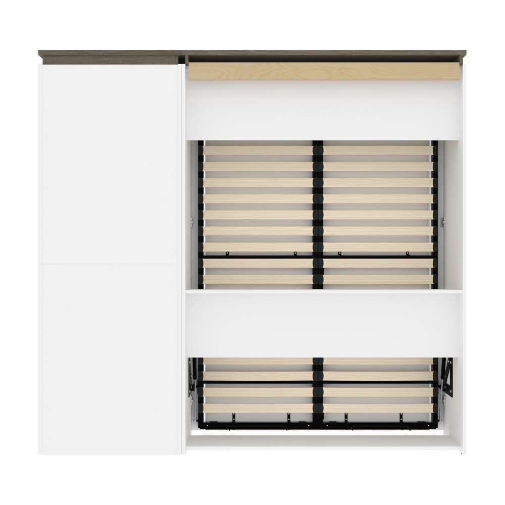 Bestar - Orion Full Murphy Bed and Shelving Unit with Drawers (89W) in White & Walnut Grey - 116893-000017 veiw 4