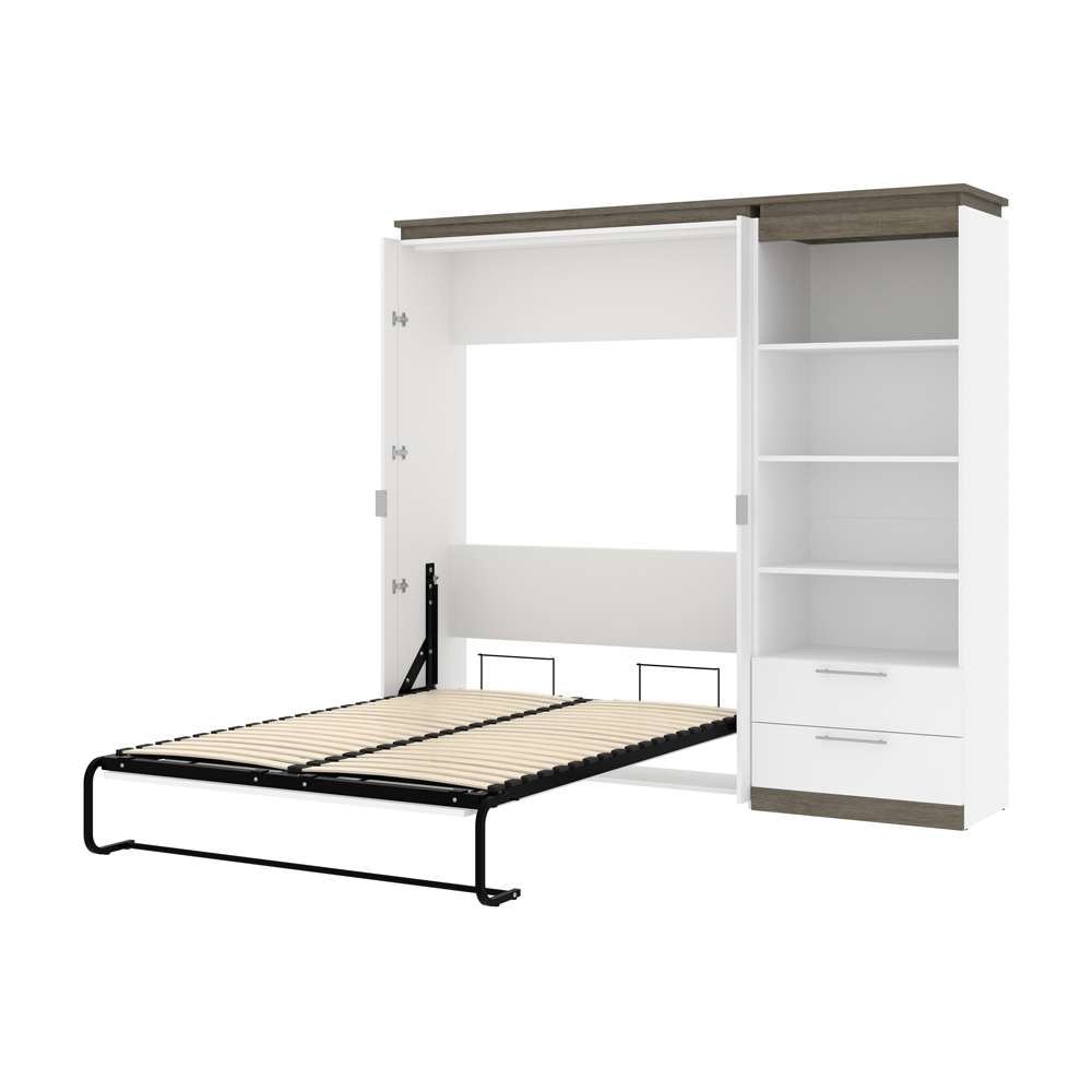 Bestar - Orion Full Murphy Bed and Shelving Unit with Drawers (89W) in White & Walnut Grey - 116893-000017 veiw 6