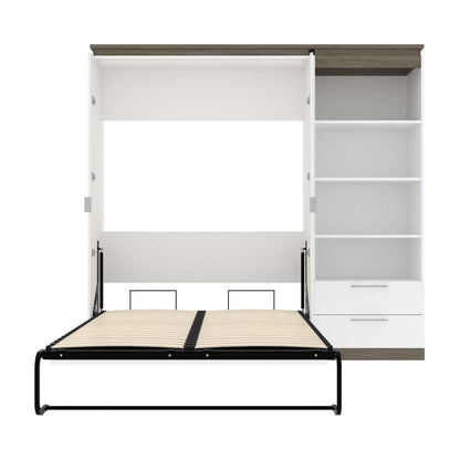 Bestar - Orion Full Murphy Bed and Shelving Unit with Drawers (89W) in White & Walnut Grey - 116893-000017 veiw 8