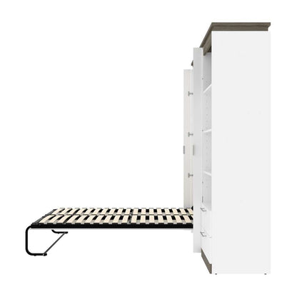 Bestar - Orion Full Murphy Bed and Shelving Unit with Drawers (89W) in White & Walnut Grey - 116893-000017 veiw 9