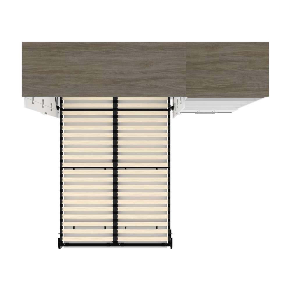 Bestar - Orion Full Murphy Bed and Shelving Unit with Drawers (89W) in White & Walnut Grey - 116893-000017 veiw 11