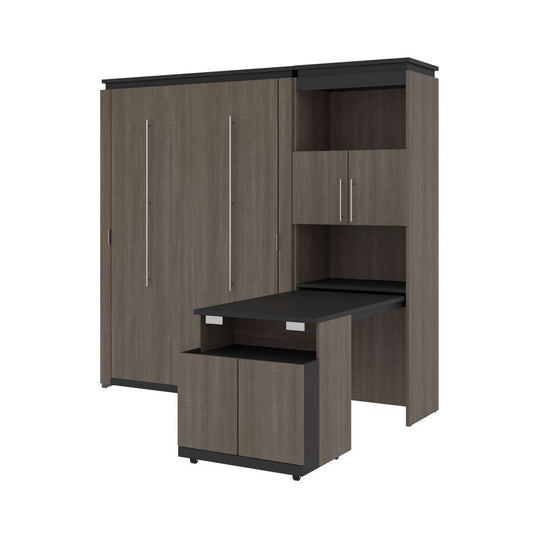 Bestar - Orion Full Murphy Bed and Shelving Unit with Fold-Out Desk (89W) in Bark Gray & Graphite - 116865-000047 veiw 1