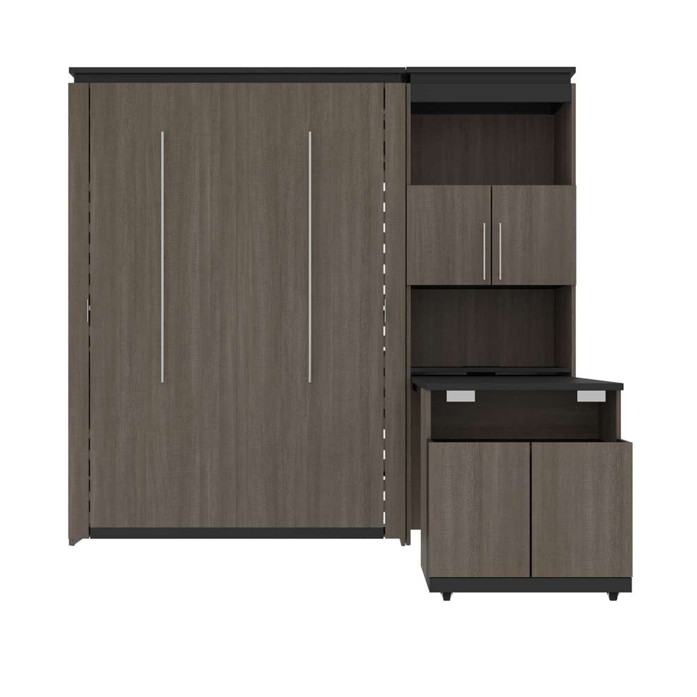 Bestar - Orion Full Murphy Bed and Shelving Unit with Fold-Out Desk (89W) in Bark Gray & Graphite - 116865-000047 veiw 3