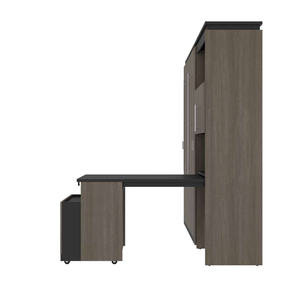 Bestar - Orion Full Murphy Bed and Shelving Unit with Fold-Out Desk (89W) in Bark Gray & Graphite - 116865-000047 veiw 4